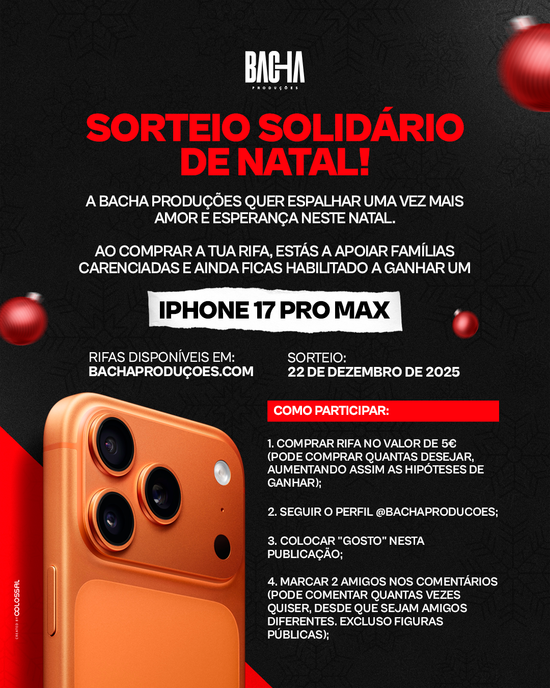 SORTEIO SOLIDARIO DE NATAL (IPHONE 17 PRO MAX)